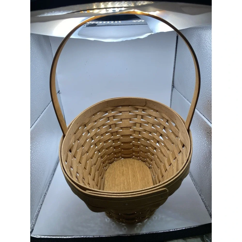VTG Longaberger Basket Fruit Gathering Style Woven Wooden Design Woven Handle